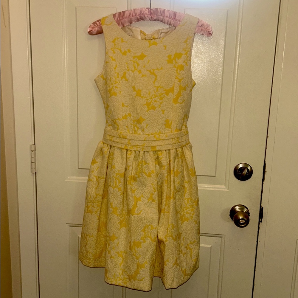 4/$20🌷EUC 💛Bonnie Jean~Yellow and Cream Formal Kids Dress 💛🌼💛Size 14